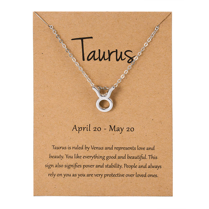 Zodiac Sign Pendant Necklace for Women 12 Constellation Jewelry Choker Charm Silver Color Chain Birthday Card Gift Female Collar