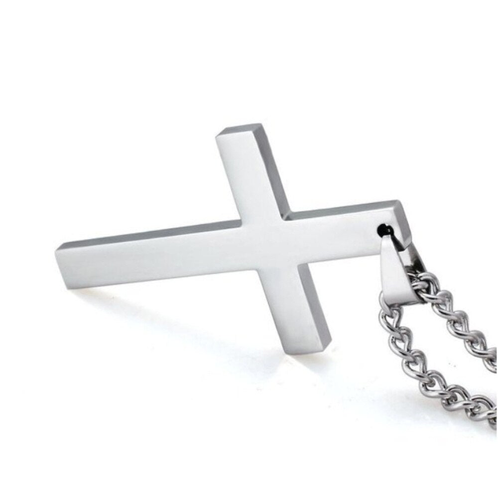 1 Pc Simple Cross Necklace Pendant Christian Jesus Metal Polished Unisex Fashion Prayer Choker Chain Unisex Fashion Jewelry