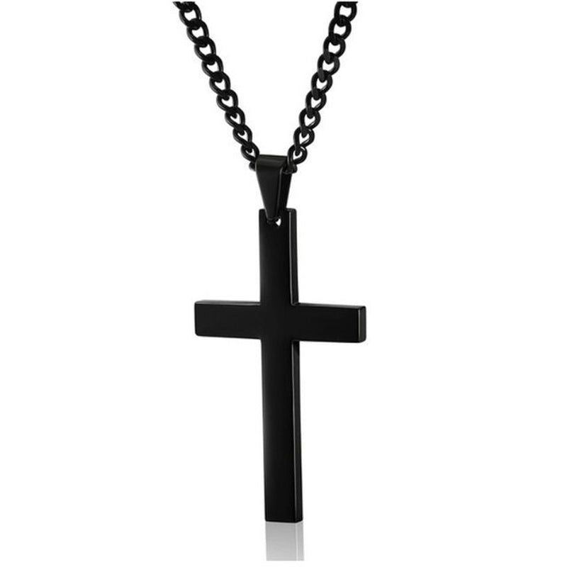 1 Pc Simple Cross Necklace Pendant Christian Jesus Metal Polished Unisex Fashion Prayer Choker Chain Unisex Fashion Jewelry